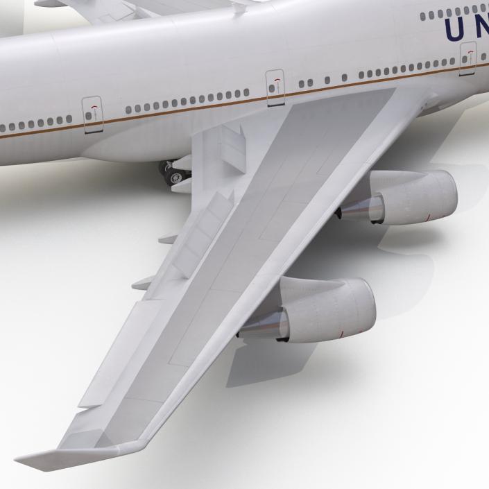 3D Boeing 747-400 United Rigged model