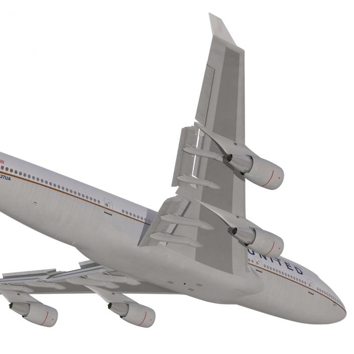 3D Boeing 747-400 United Rigged model