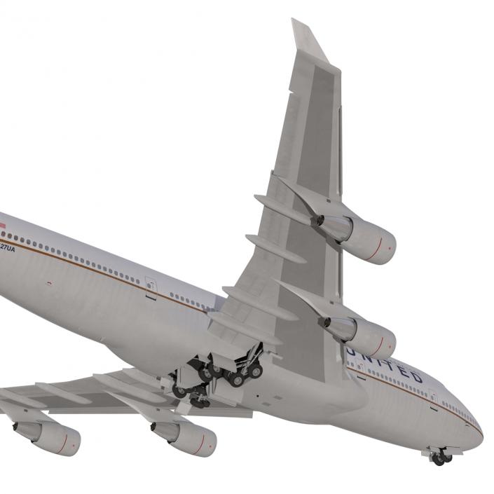 3D Boeing 747-400 United Rigged model