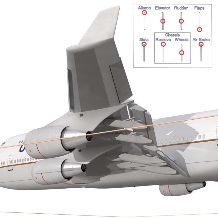 3D Boeing 747-400 United Rigged model