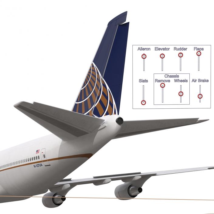 3D Boeing 747-400 United Rigged model