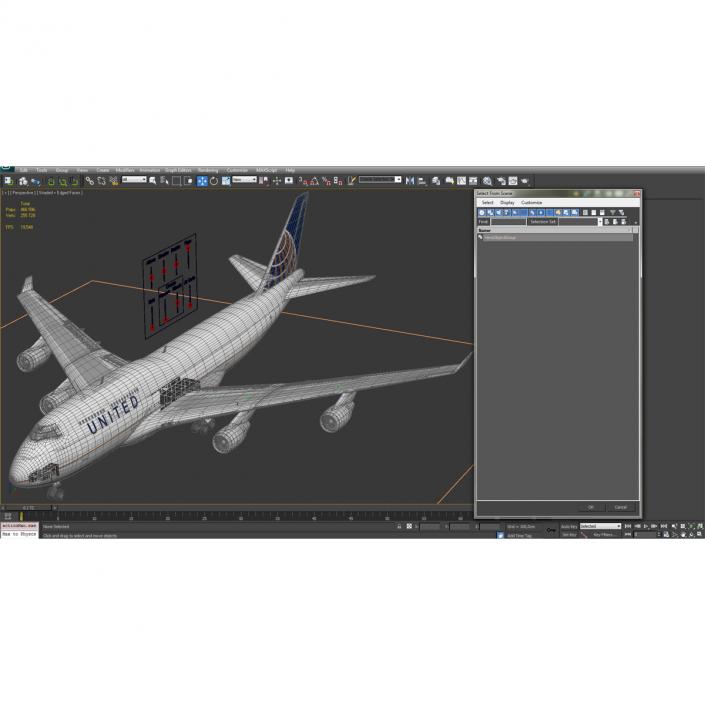 3D Boeing 747-400 United Rigged model