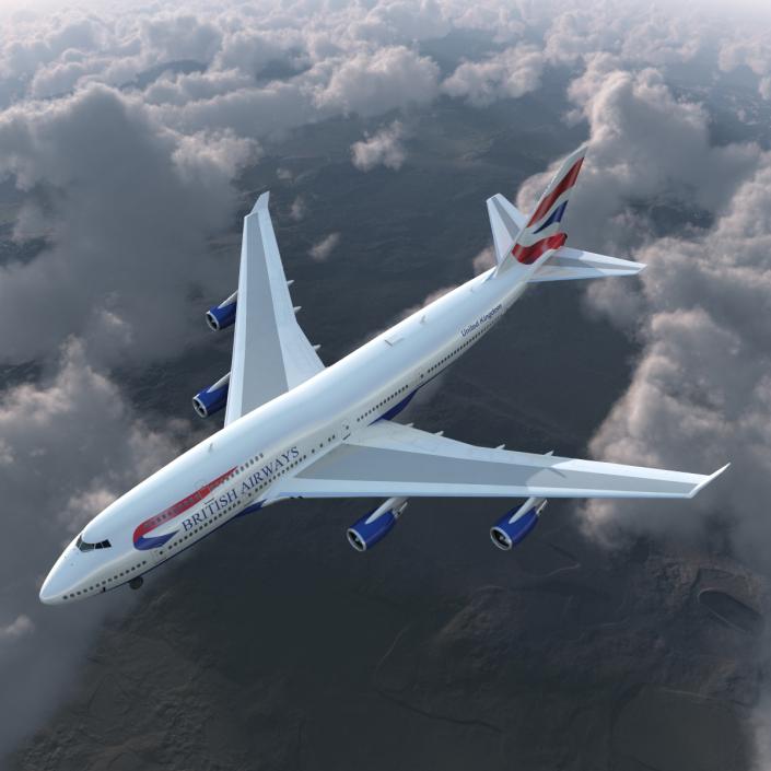 Boeing 747-400ER British Airways Rigged 3D model