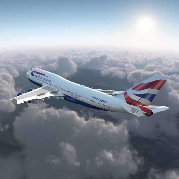 Boeing 747-400ER British Airways Rigged 3D model