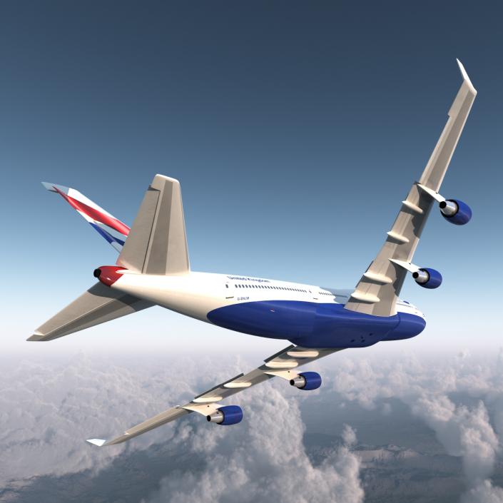 Boeing 747-400ER British Airways Rigged 3D model