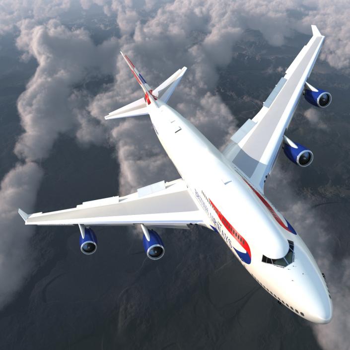 Boeing 747-400ER British Airways Rigged 3D model