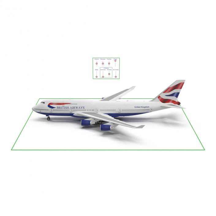 Boeing 747-400ER British Airways Rigged 3D model