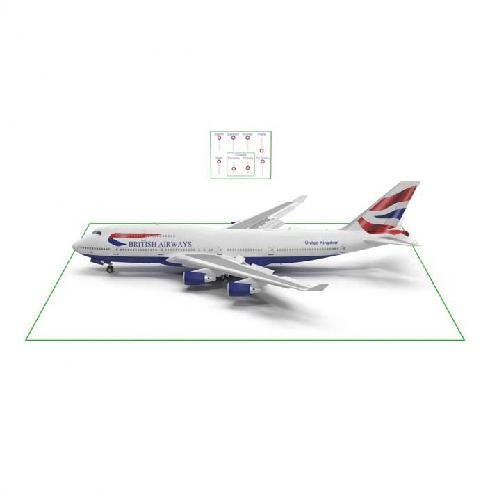 Boeing 747-400ER British Airways Rigged 3D model