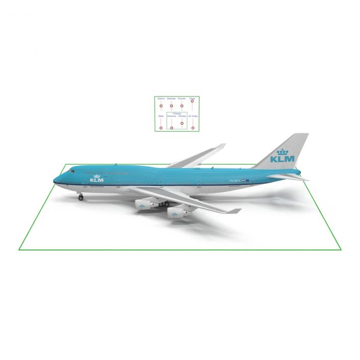 Boeing 747-400ER KLM Rigged 3D