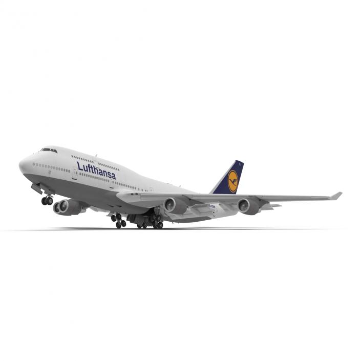 3D Boeing 747-400ER Lufthansa Rigged model