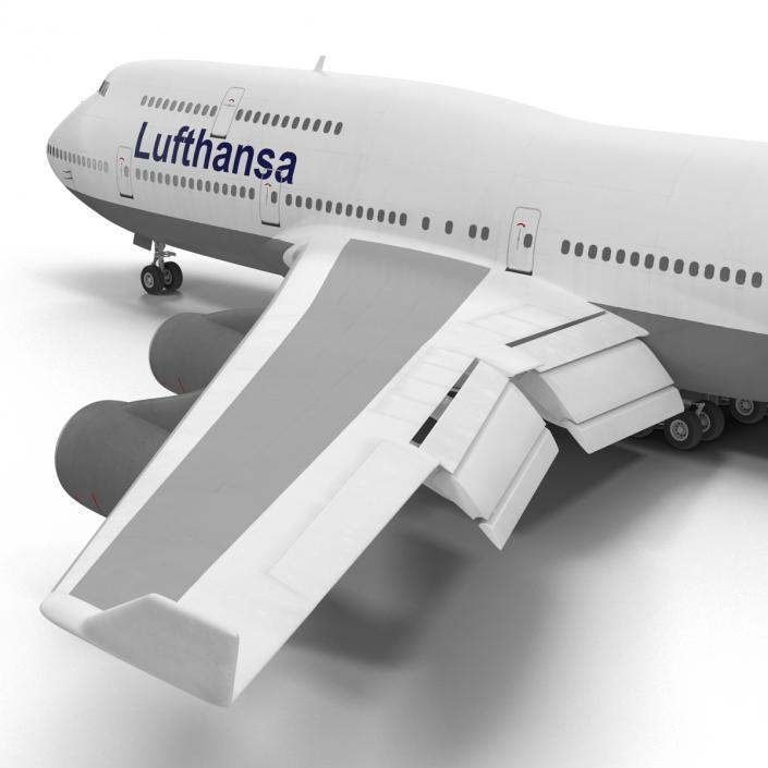 3D Boeing 747-400ER Lufthansa Rigged model