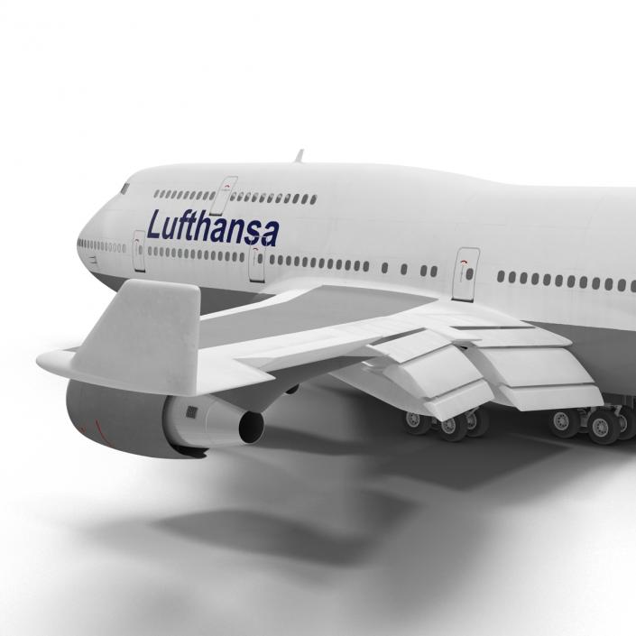 3D Boeing 747-400ER Lufthansa Rigged model