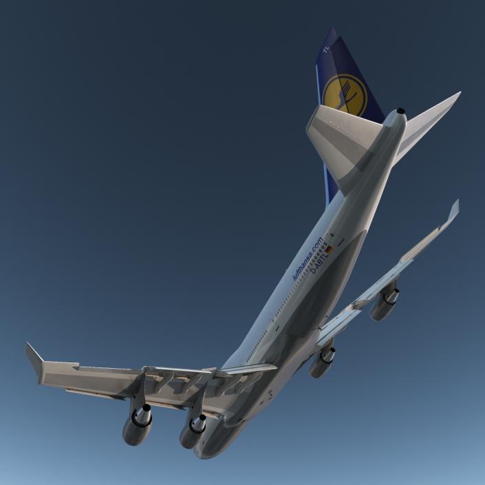 3D Boeing 747-400ER Lufthansa Rigged model