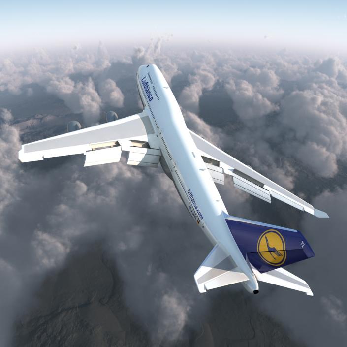 3D Boeing 747-400ER Lufthansa Rigged model