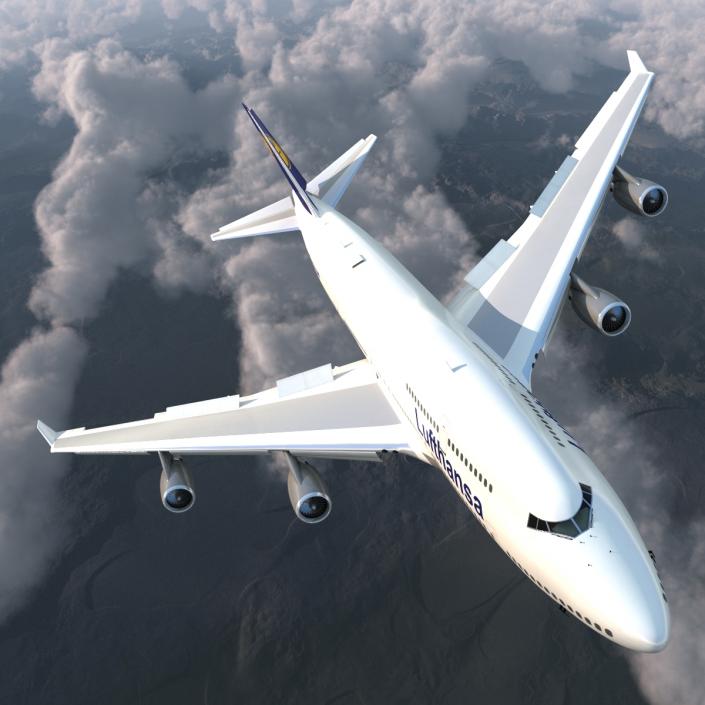 3D Boeing 747-400ER Lufthansa Rigged model