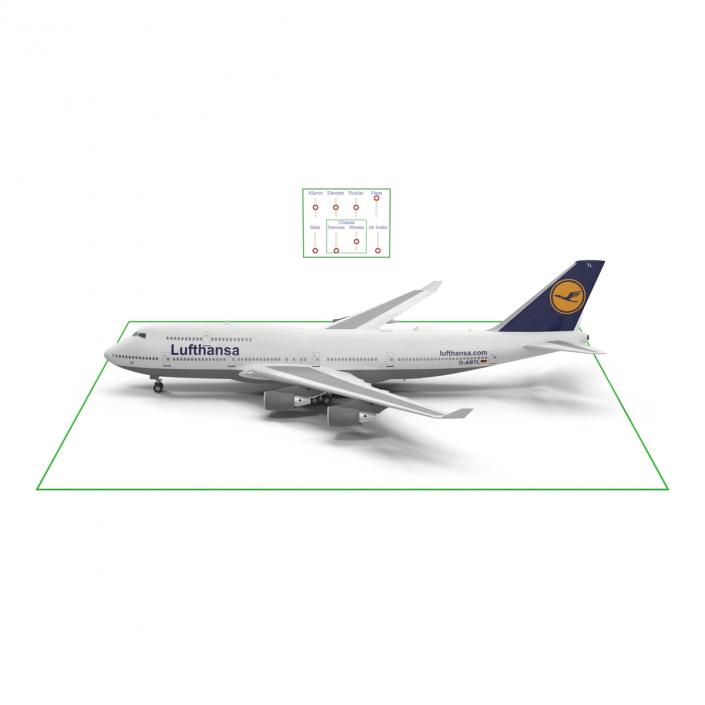 3D Boeing 747-400ER Lufthansa Rigged model