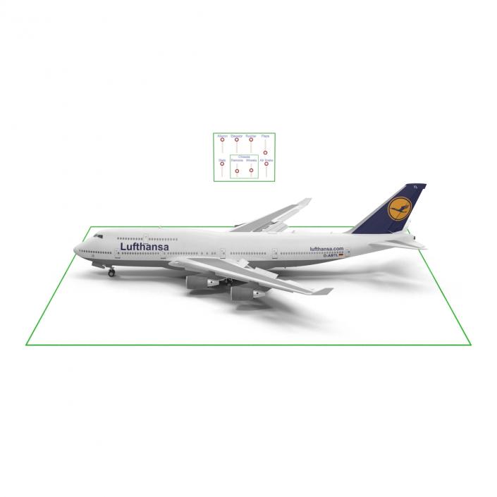 3D Boeing 747-400ER Lufthansa Rigged model