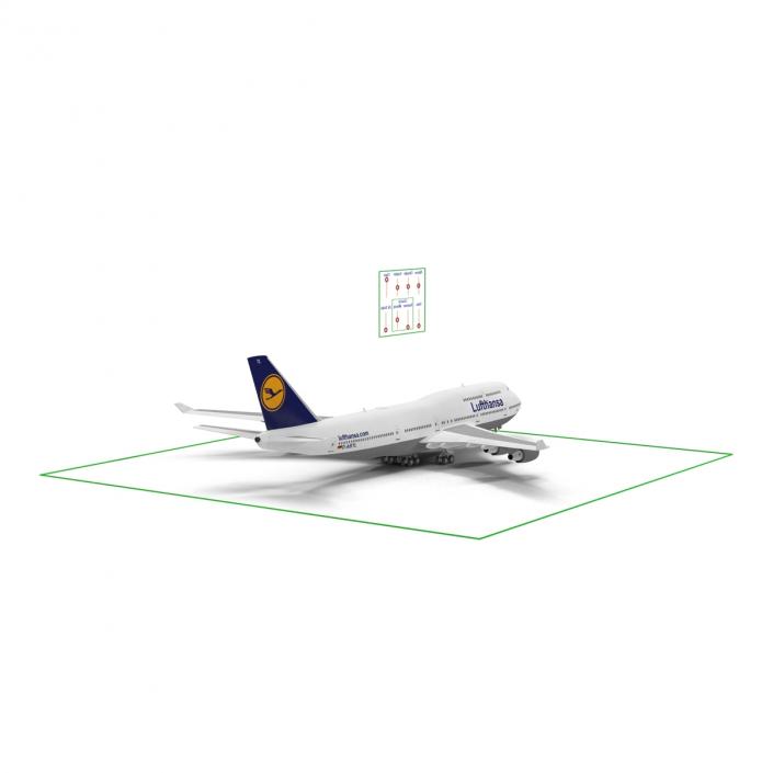 3D Boeing 747-400ER Lufthansa Rigged model