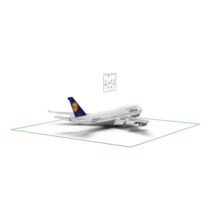 3D Boeing 747-400ER Lufthansa Rigged model