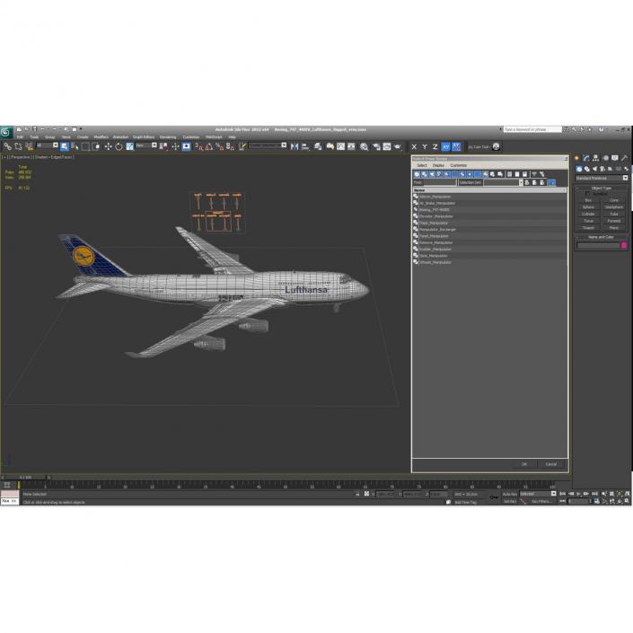 3D Boeing 747-400ER Lufthansa Rigged model