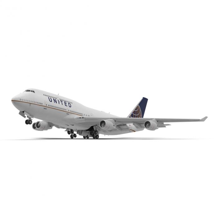 3D model Boeing 747-400ER United Rigged