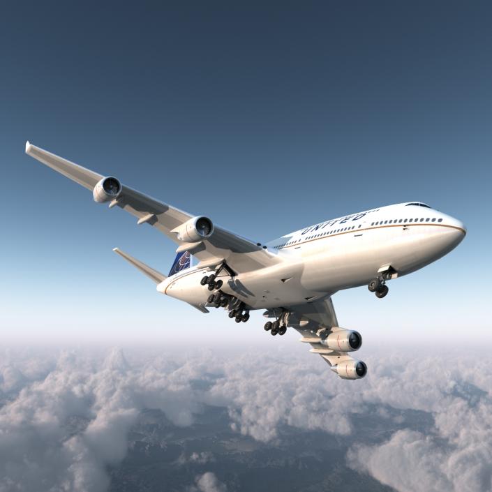 3D model Boeing 747-400ER United Rigged