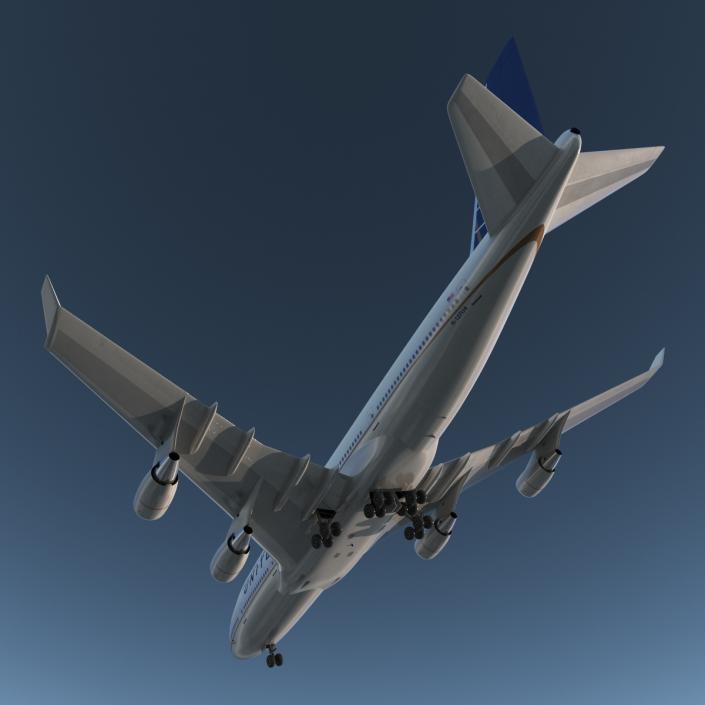 3D model Boeing 747-400ER United Rigged