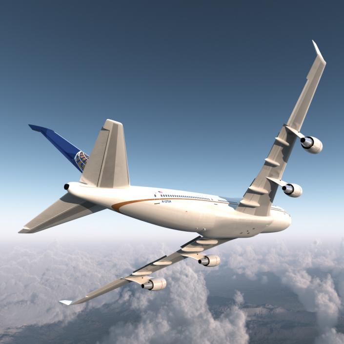 3D model Boeing 747-400ER United Rigged