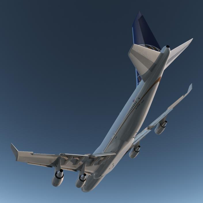 3D model Boeing 747-400ER United Rigged