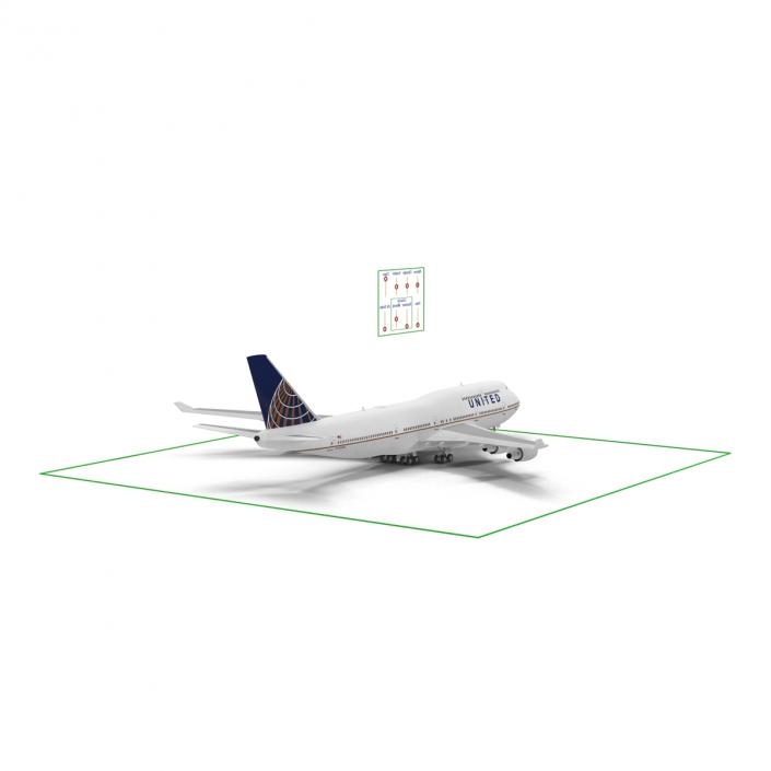 3D model Boeing 747-400ER United Rigged