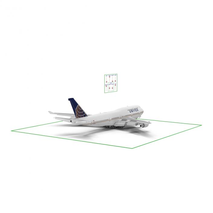 3D model Boeing 747-400ER United Rigged