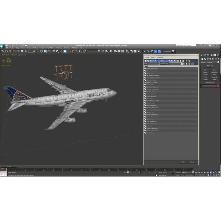 3D model Boeing 747-400ER United Rigged