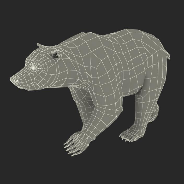 3D Brown Bear with Fur Pose 2