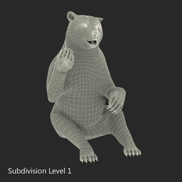 3D Brown Bear with Fur Pose 4