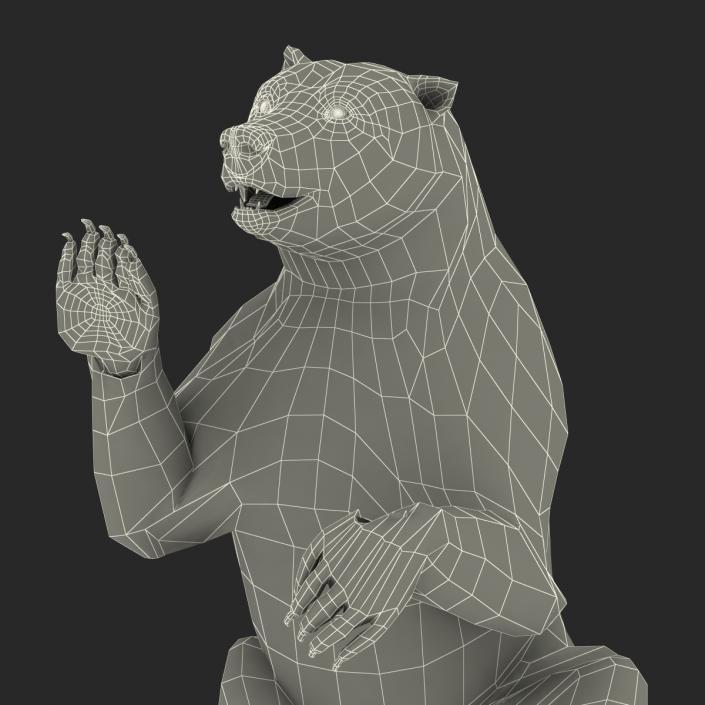 3D Brown Bear with Fur Pose 4