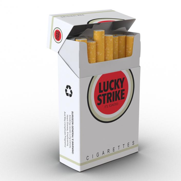 3D model Opened Cigarettes Pack Lucky Strike