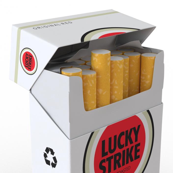 3D model Opened Cigarettes Pack Lucky Strike