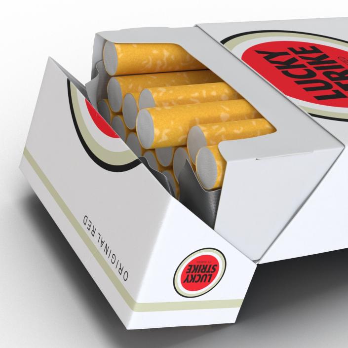 3D model Opened Cigarettes Pack Lucky Strike