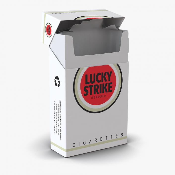 Opened Cigarettes Pack Lucky Strike 3D Model 3D model