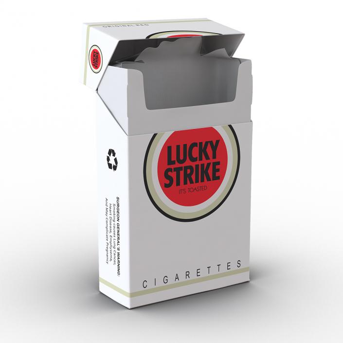 Opened Cigarettes Pack Lucky Strike 3D Model 3D model