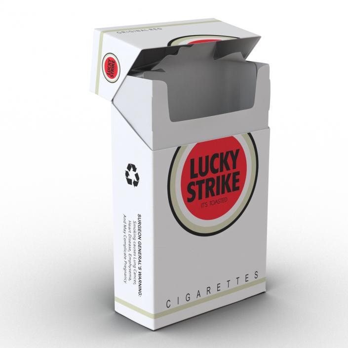 Opened Cigarettes Pack Lucky Strike 3D Model 3D model