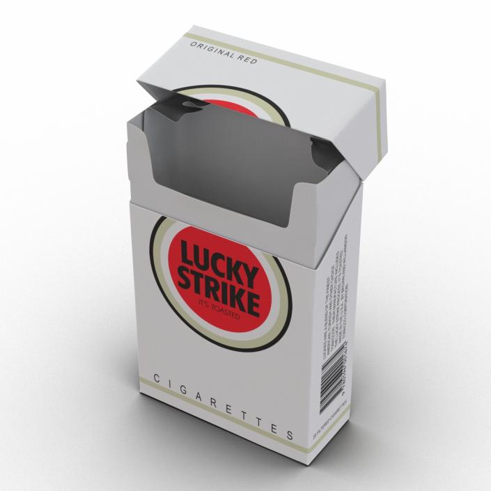 Opened Cigarettes Pack Lucky Strike 3D Model 3D model