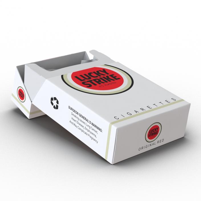 Opened Cigarettes Pack Lucky Strike 3D Model 3D model