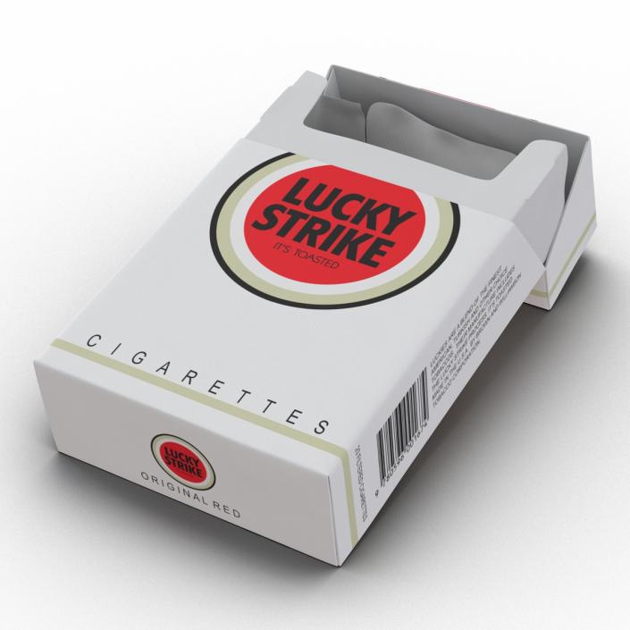 Opened Cigarettes Pack Lucky Strike 3D Model 3D model