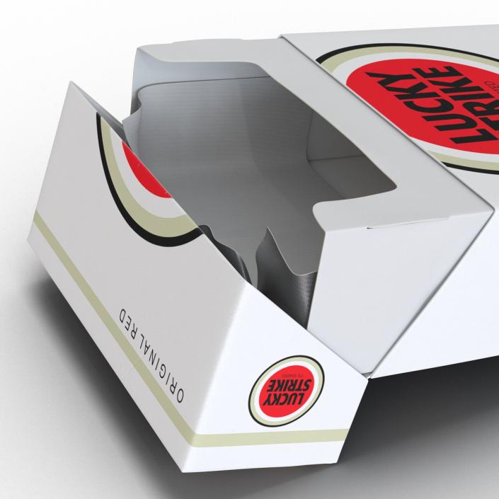 Opened Cigarettes Pack Lucky Strike 3D Model 3D model