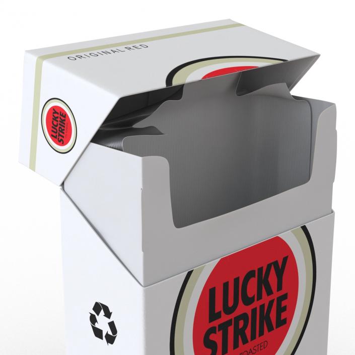 Opened Cigarettes Pack Lucky Strike 3D Model 3D model