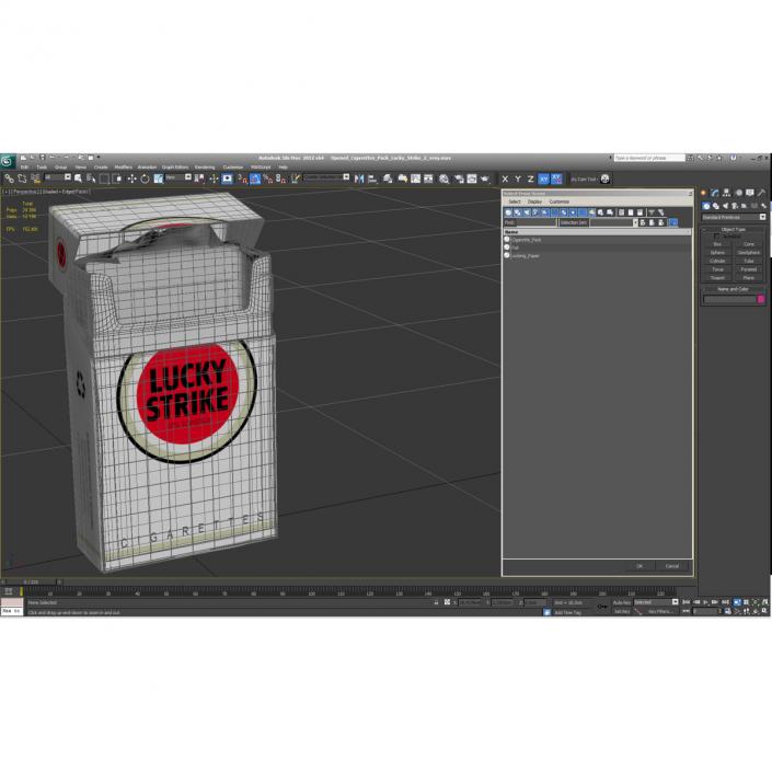 Opened Cigarettes Pack Lucky Strike 3D Model 3D model