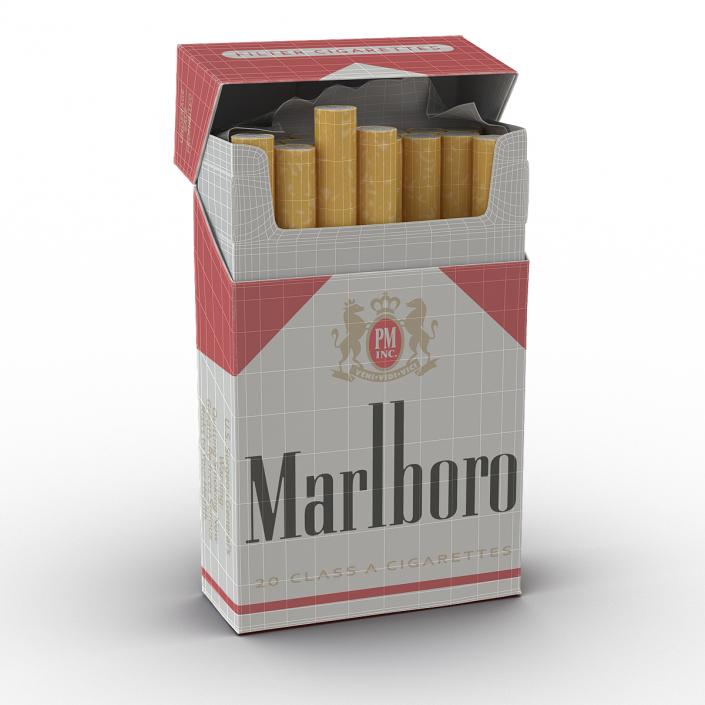 3D Opened Cigarettes Pack Marlboro