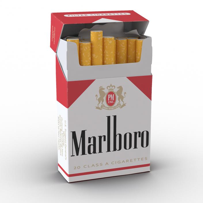 3D Opened Cigarettes Pack Marlboro