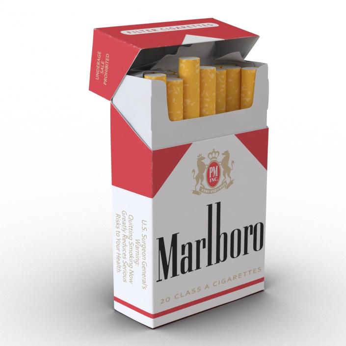 3D Opened Cigarettes Pack Marlboro